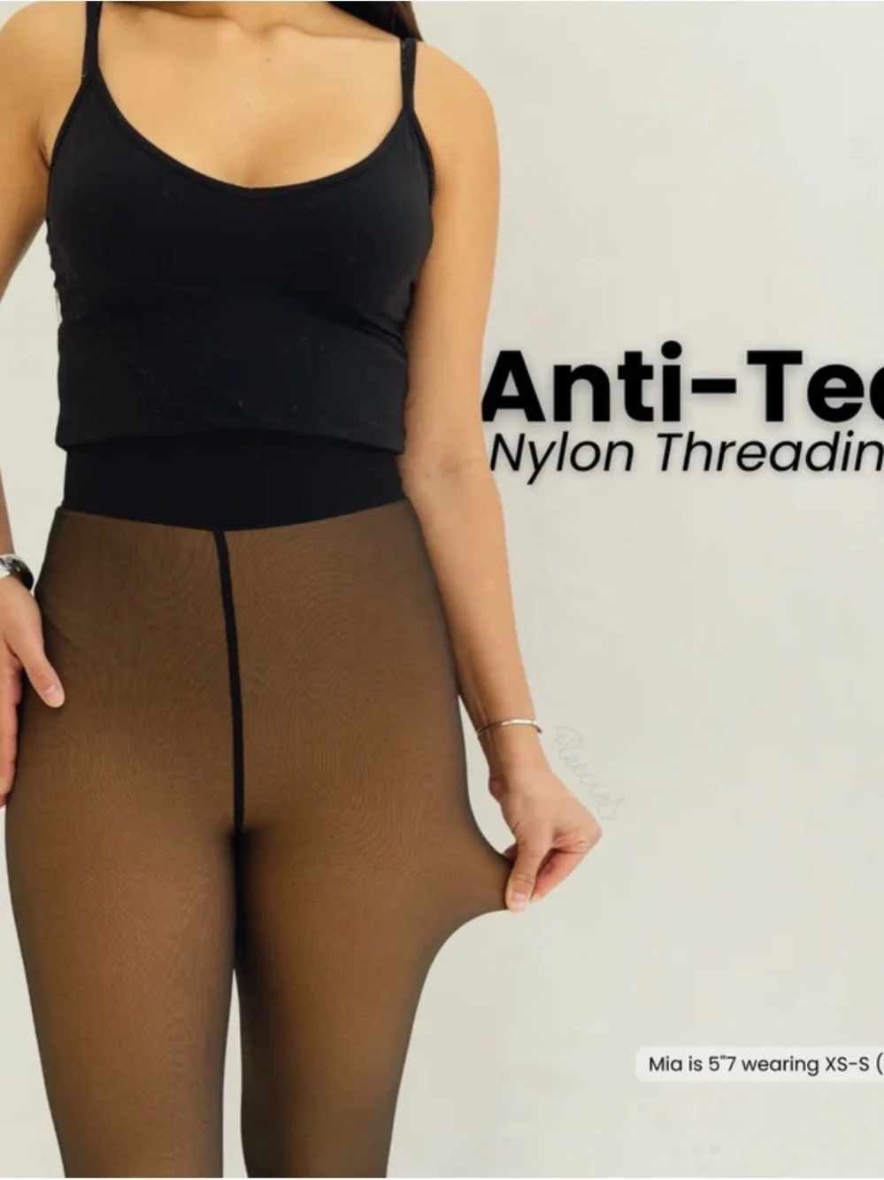 NWOT Fleecies Honey Fleece Lined Tights Sheer Translucent Winter Pantyhose ML